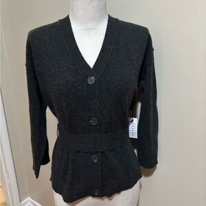 Velvet by Graham & Spencer Gray Cardigan with V-Neck and Fitted Silhouette